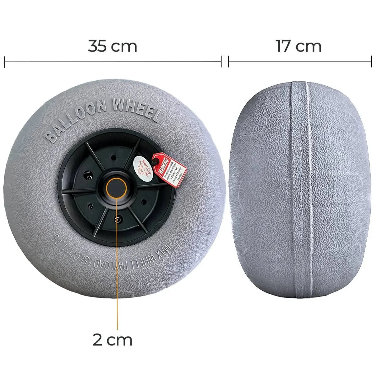 Carro Kayak autovaciable ruedas globo 12" CKA06