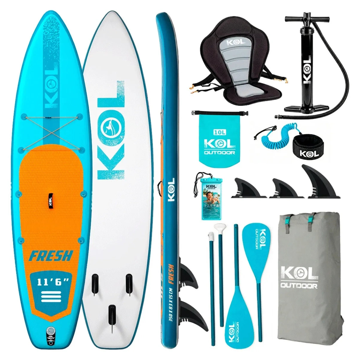 Paddle Surf Hinchable Kol Outdoor FRESH 11' 6" - Full Pack Blue/Orange