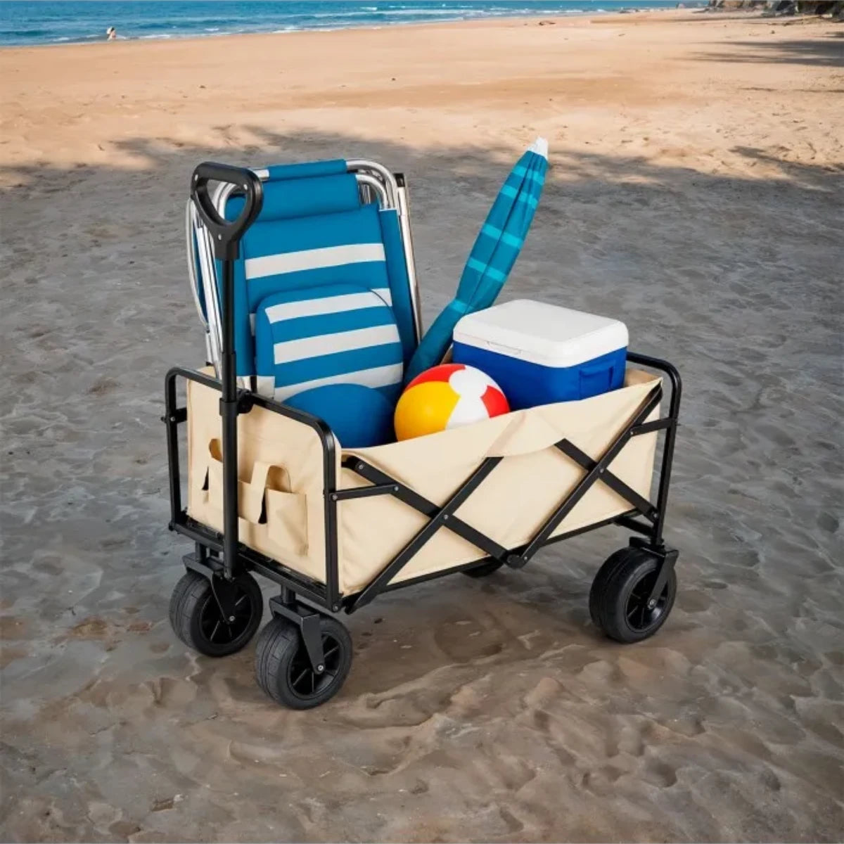 Carro plegable Playa y Camping (4 ruedas - 120 kg)