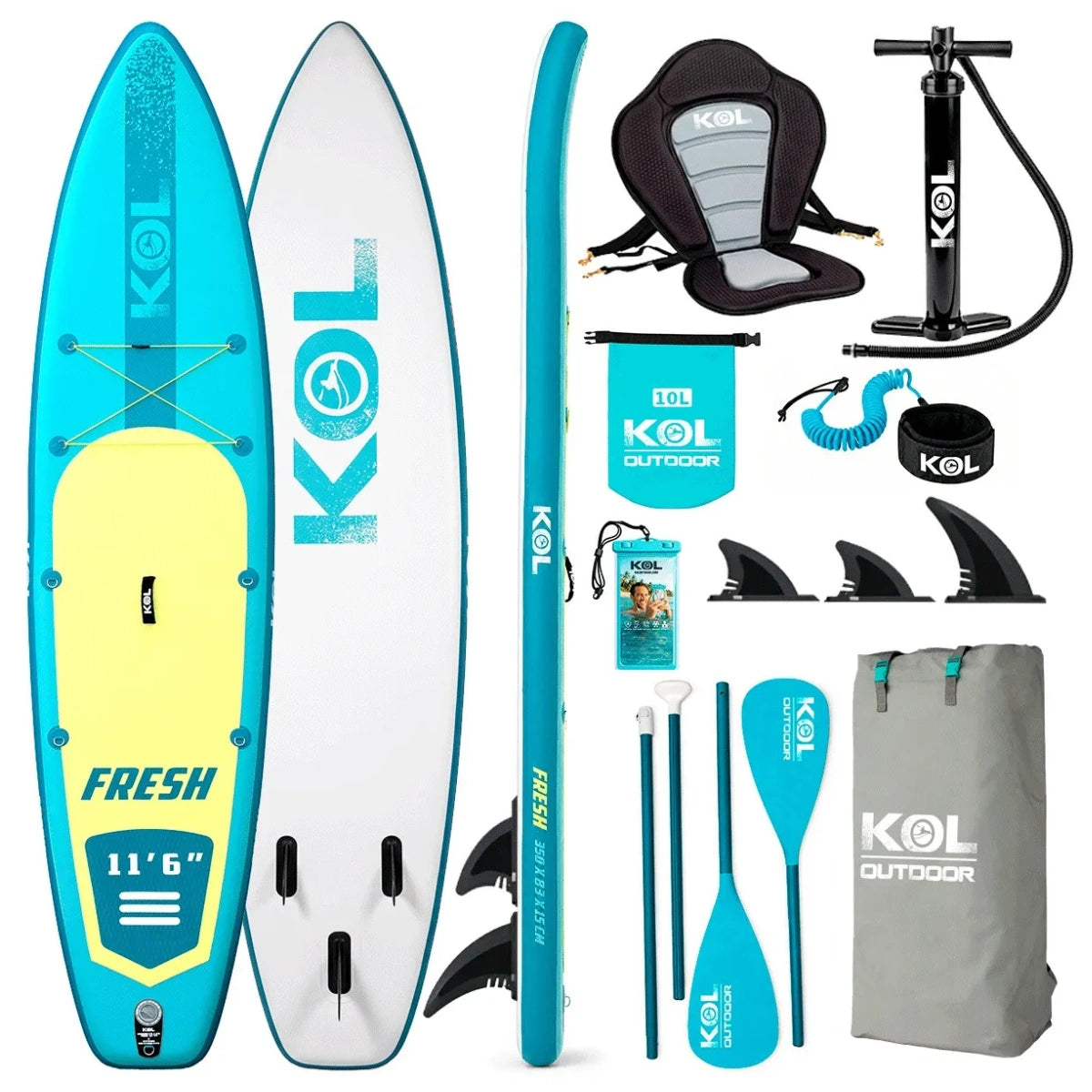 Paddle Surf Hinchable Kol Outdoor FRESH 11' 6" - Full Pack Blue/Yellow