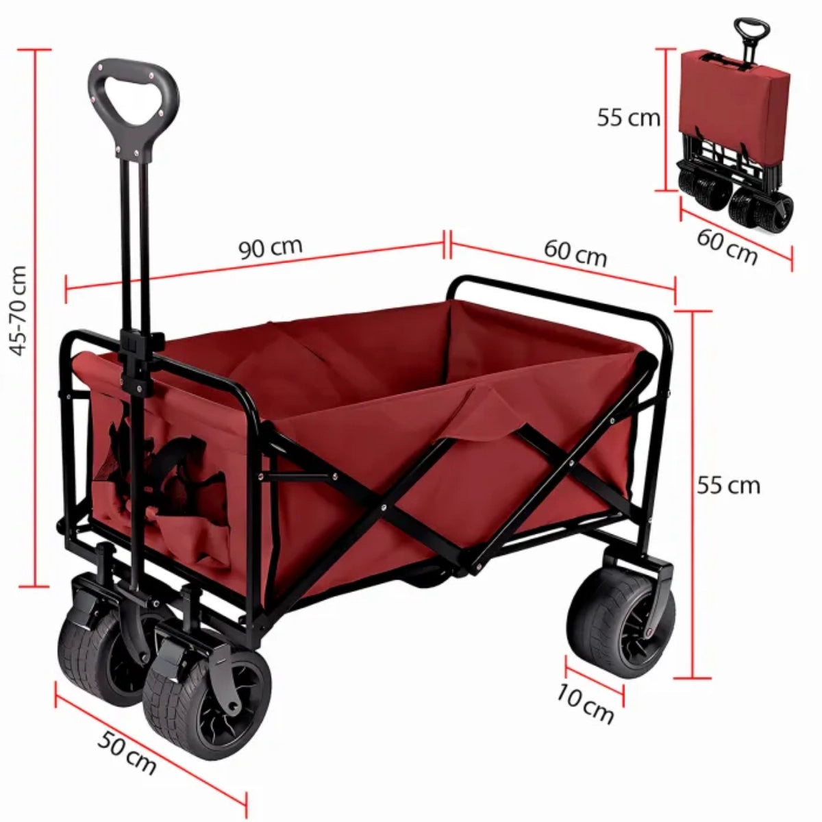Carro plegable Playa y Camping (4 ruedas - 120 kg)