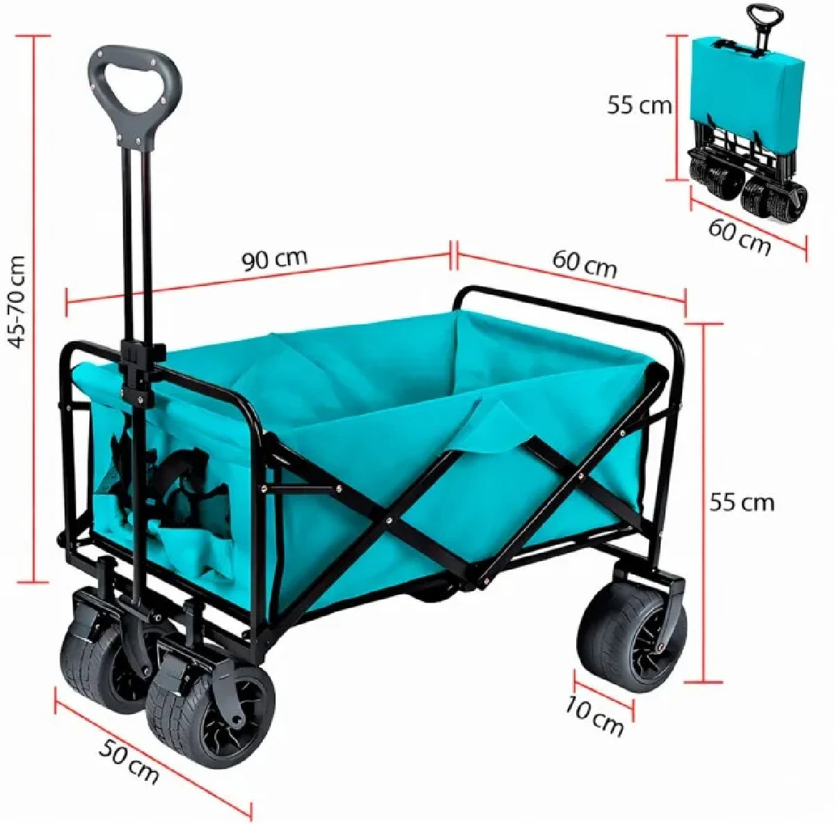 Carro plegable Playa y Camping (4 ruedas - 120 kg)