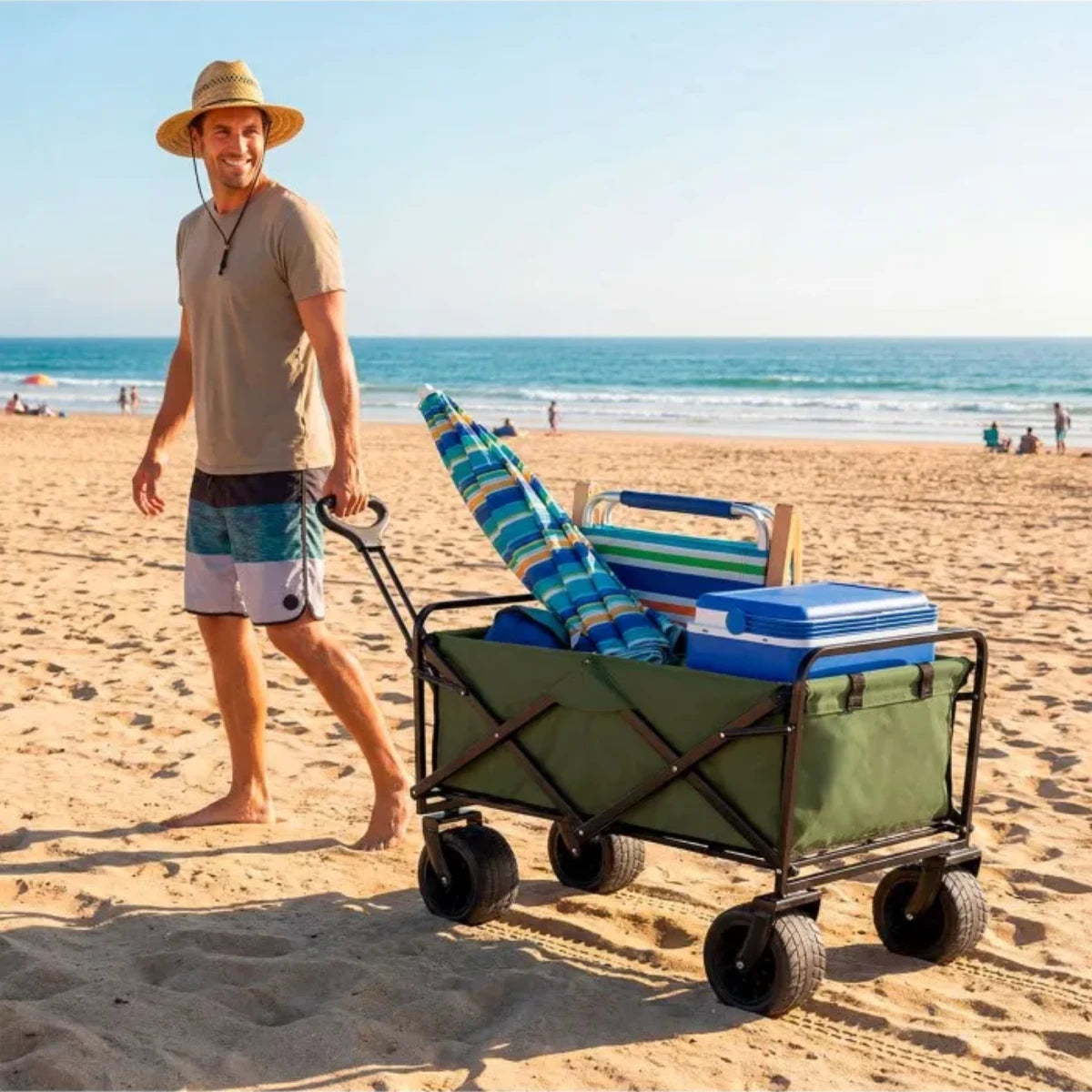 Carro plegable Playa y Camping (4 ruedas - 120 kg)